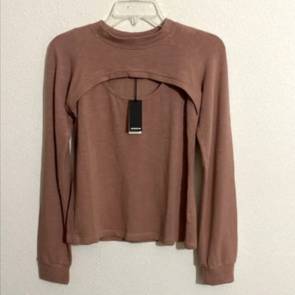 MONROW Soft Light Weight Sweatshirt Top w Cut-Out Front Women's Size S